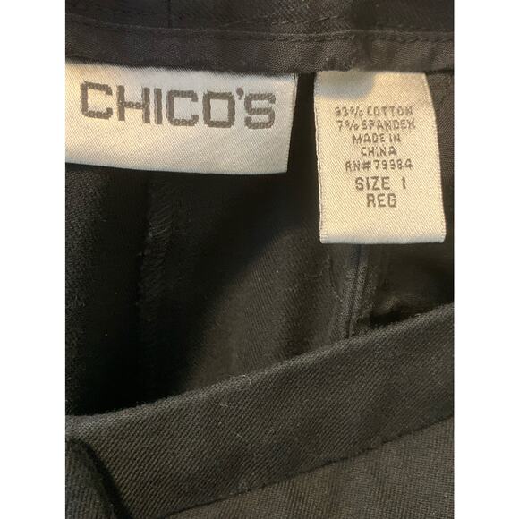 Chico's black straight legs flat front stretch pants size 1 - Medium - Picture 3 of 8